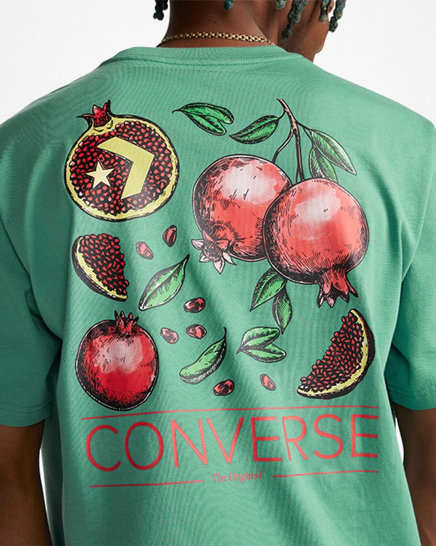 T-Shirts Converse Pomegranate Grafika Panske Zelene | SK UCFYB5